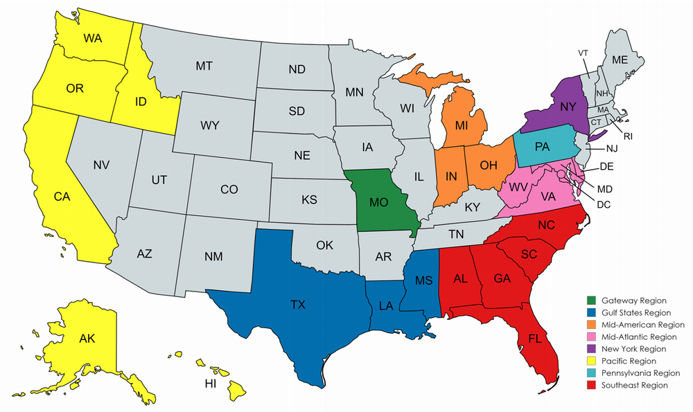 Map of regional alliance locations