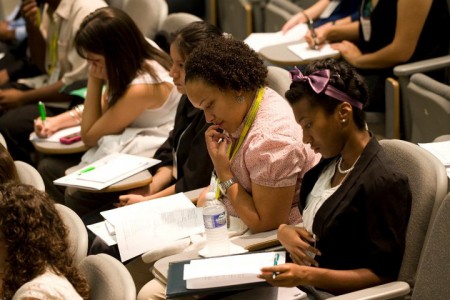 Students studying in class